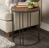 24" Black Solid Wood Round End Table