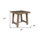 22" Black And Brown Solid Wood End Table