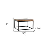 28" Brown And Black Solid Wood Round Distressed Coffee Table