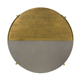 36" Brown And Black Solid Wood And Metal Round Coffee Table