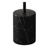 20" Black Steel and Marble Round Pedestal End Table