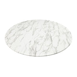 40" White And Black Marble And Metal Dining Table