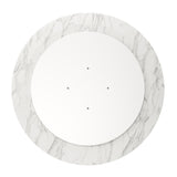 40" White And Black Marble And Metal Dining Table