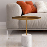 17" Black Steel And Stone Round Coffee Table
