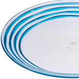 Clear and Blue Four Piece Swirl Acrylic Service For Four Dinner Plate Set