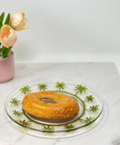 Clear and Green Four Piece Palm Tree Acrylic Service For Four Dinner Plate Set