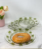 Clear and Green Four Piece Palm Tree Acrylic Service For Four Dinner Plate Set