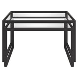 Set of Two 30" Black Glass And Steel Square Nested Coffee Tables