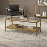 45" Black Glass And Steel Coffee Table With Shelf