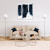 Set of Two 36" Black Glass And Steel Round Nested Coffee Tables