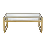 Set of Two 46" Gold Glass And Steel Nested Coffee Tables