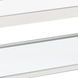 45" Clear Glass And White Steel Coffee Table With Shelf