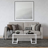 32" Gold Glass And Steel Square Coffee Table With Shelf