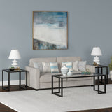 40" Black Glass And Steel Coffee Table With Shelf