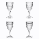 Set of Four Clear Diamond Acrylic Stemmed All Purpose Wine Glass
