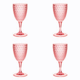 Set of Four Pink Diamond Acrylic Stemmed All Purpose Wine Glass