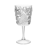 Set of Four Clear Paisley Acrylic Stemmed All Purpose Wine Glass