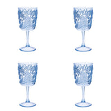 Set of Four Blue Paisley Acrylic Stemmed All Purpose Wine Glass