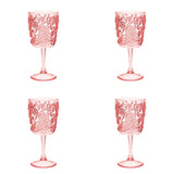 Set of Four Blue Paisley Acrylic Stemmed All Purpose Wine Glass