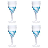 Set of Four Clear and Blue Swirl Acrylic Stemmed All Purpose Wine Glass