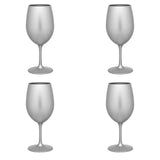 Set of Four Silver Acrylic Stemmed All Purpose Wine Glass