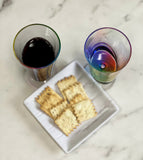 Set of Four Clear and Blue Acrylic Stemmed All Purpose Wine Glass