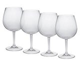 Set of Four Clear Tritan Plastic Stemmed All Purpose Wine Glass