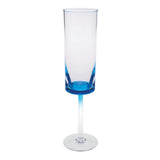 Set of Four Clear and Blue Acrylic Stemmed Flutes