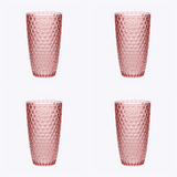 Set of Four Pink Geometric Acrylic Stemless Highball Glass