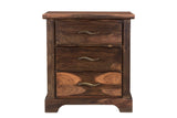 27" Dark Brown Three Drawer Solid Wood Nightstand