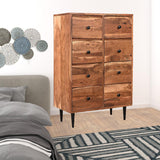 36" Dark Brown Solid Wood Five Drawer Chest