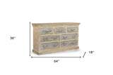 36" Brown Solid Wood Eight Drawer Chest