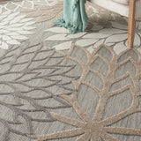 10' Natural Round Floral Power Loom Area Rug