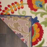 5' Natural Square Floral Power Loom Area Rug