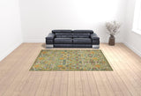 9' x 12' Green Floral Power Loom Area Rug