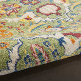 9' x 12' Green Floral Power Loom Area Rug
