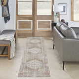 12' Blue Oriental Power Loom Distressed Washable Runner Rug