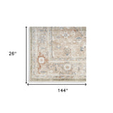 12' Sage Oriental Power Loom Distressed Washable Runner Rug