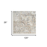 7' x 9' Silver Oriental Power Loom Washable Area Rug