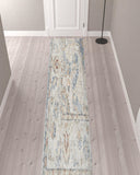 12' Denim Blue Oriental Power Loom Washable Runner Rug