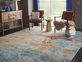 12' X 15' Blue And Gray Abstract Power Loom Area Rug