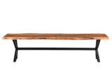 69" Brown And Black Solid Wood Dining bench