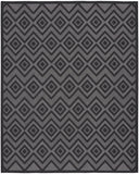 9' X 12' Black Geometric Flatweave Area Rug