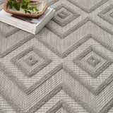 9' x 12' Gray Geometric Flatweave Area Rug