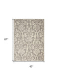 2' X 4' Gray Damask Power Loom Area Rug