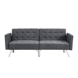 75" Dark Gray Linen And Silver Sleeper Futon Convertible