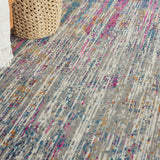 9' x 12' Gray Floral Power Loom Area Rug