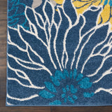 9' x 12' Navy Blue Floral Power Loom Area Rug