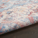 9' x 12' Red Floral Power Loom Distressed Area Rug