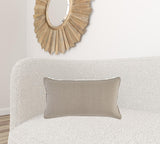 14" X 26" Ivory Linen, Jute Striped Zippered Pillow
